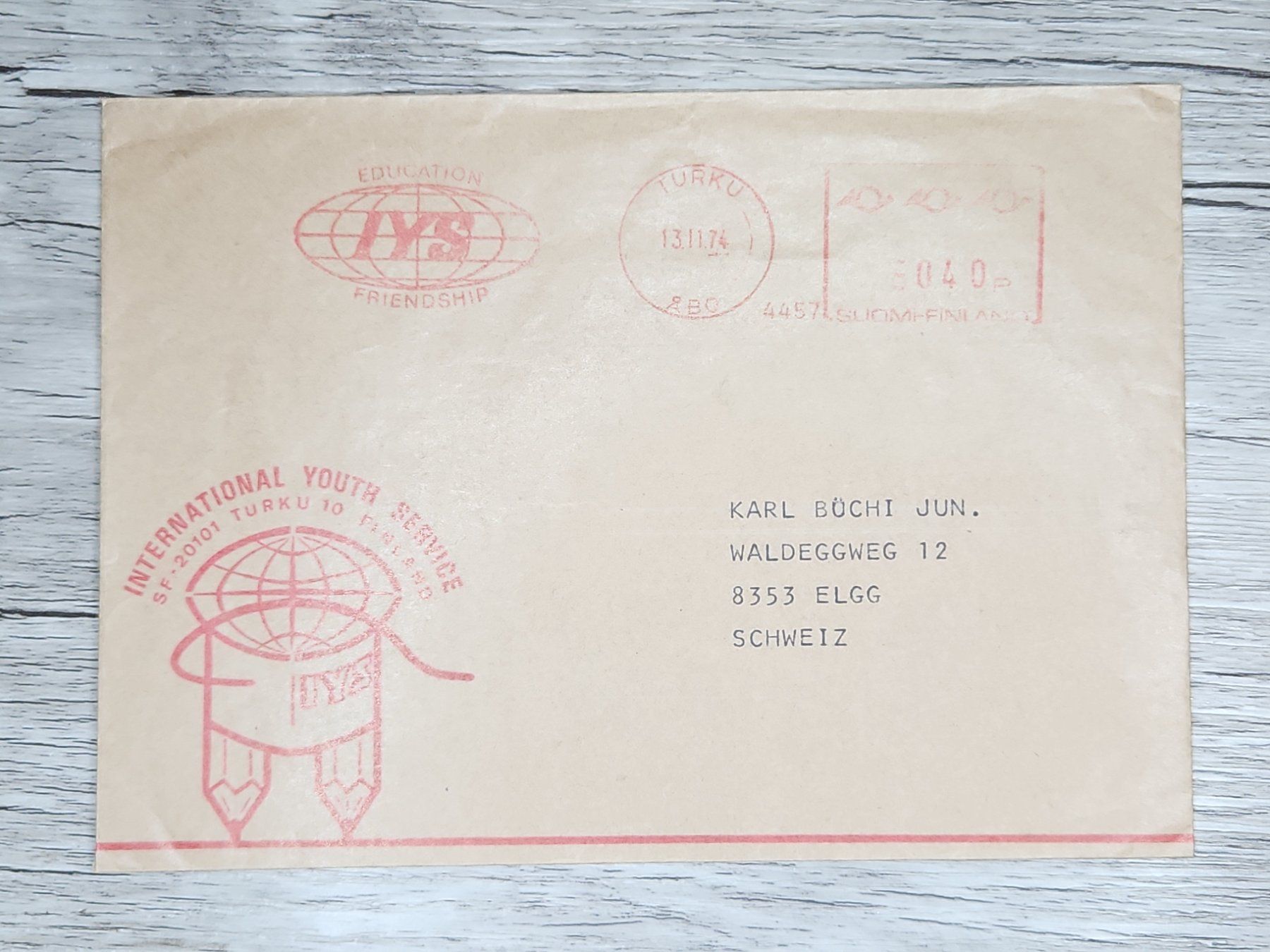 Tous les timbres: CL06 Enveloppe + Timbre Finlande 1974 – D'occasion à Cousset par Patrick_Collections