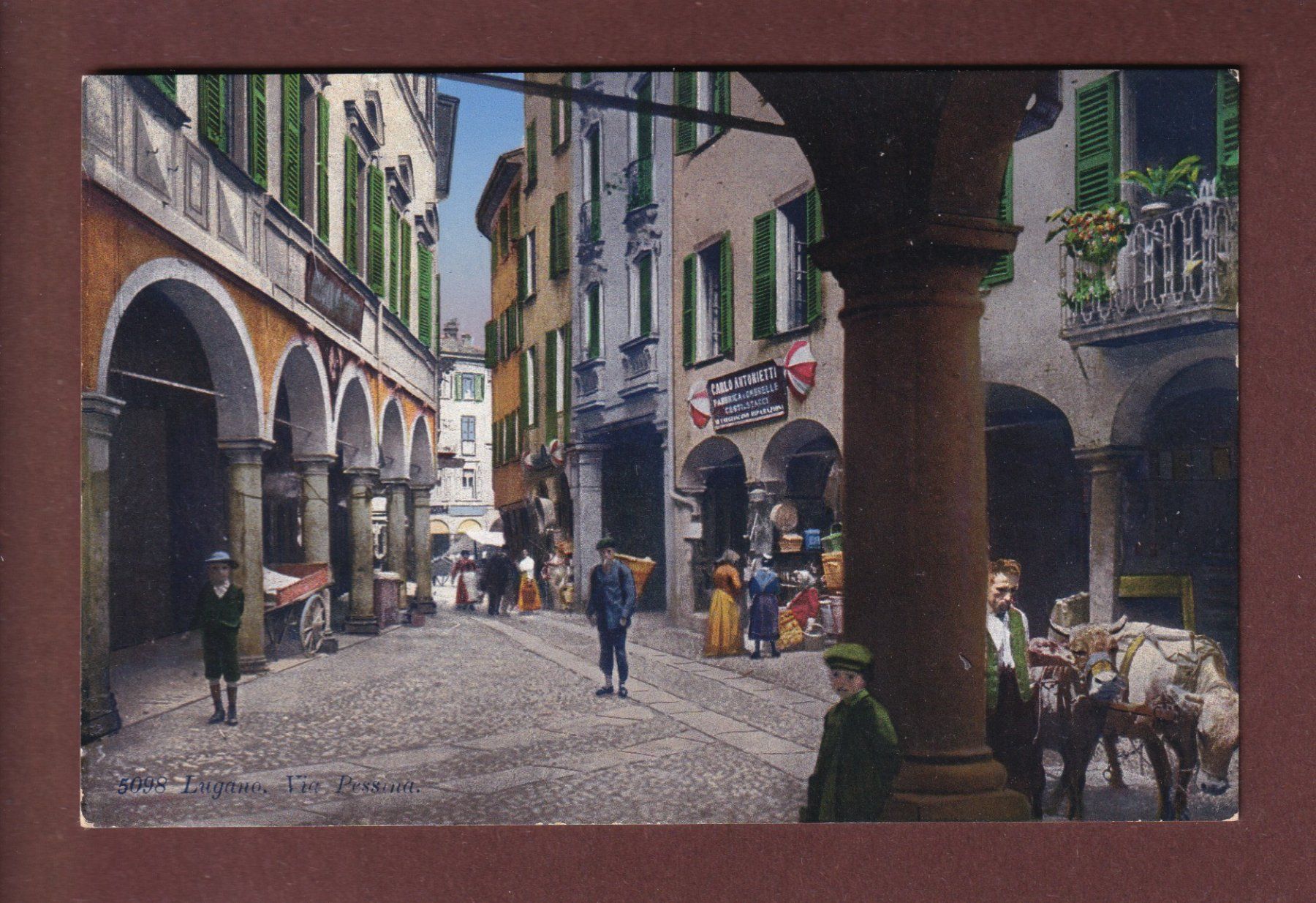 Ansichtskarten: LUGANO - Via Pessina – Gebraucht aus Pully von nicecards