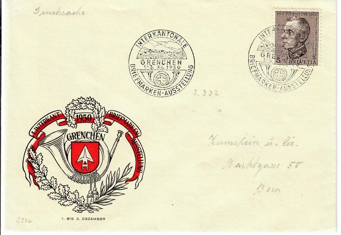 Tutti i francobolli: Brief, Grenchen mit Sonderstempel 1950 – Usato da Hochdorf venduto da Ziegel-16