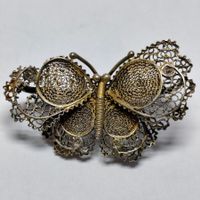 Defect silber Vintage Ornate Filigree Butterfly Brooch