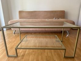 Kaffeetisch Metall mit Glasplatten guter Zustand