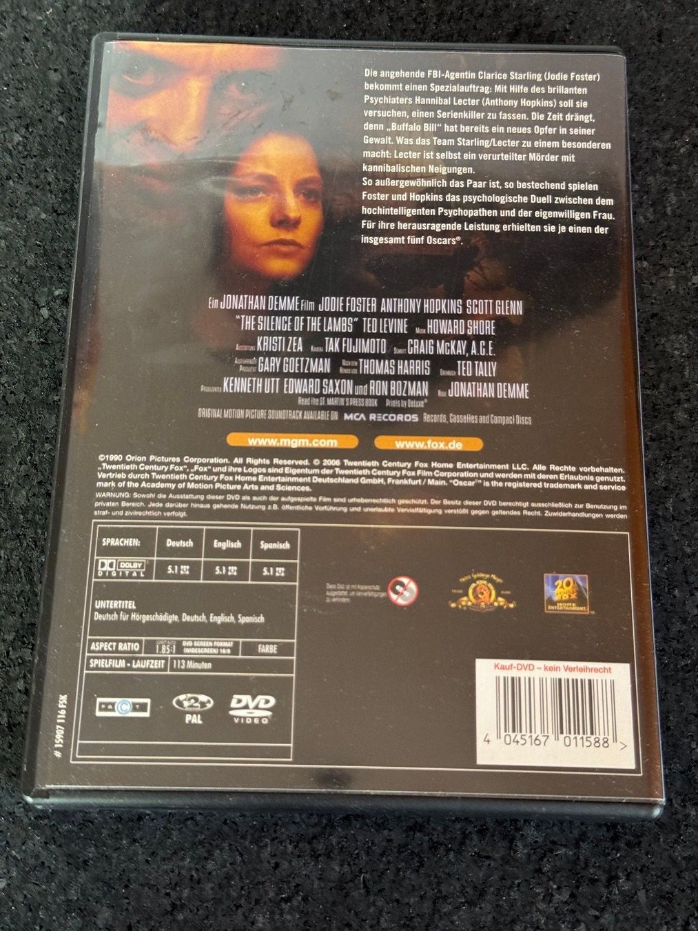 Alle DVDs: Das Schweigen Der Lämmer Thriller DVD DE/EN/SP – Gebraucht aus Fribourg von tschjoly 1