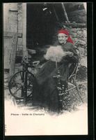 Vallée de Champéry, Fileuse, Alte Frau