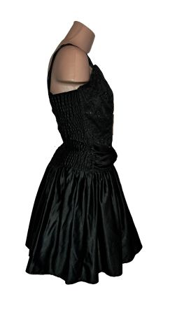Vintage Cocktailkleid Festkleid schwarz schimmernd L - XL
