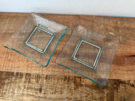 2er Set Vintage Glas-Schälchen, Türkis, Deko, Top Zustand