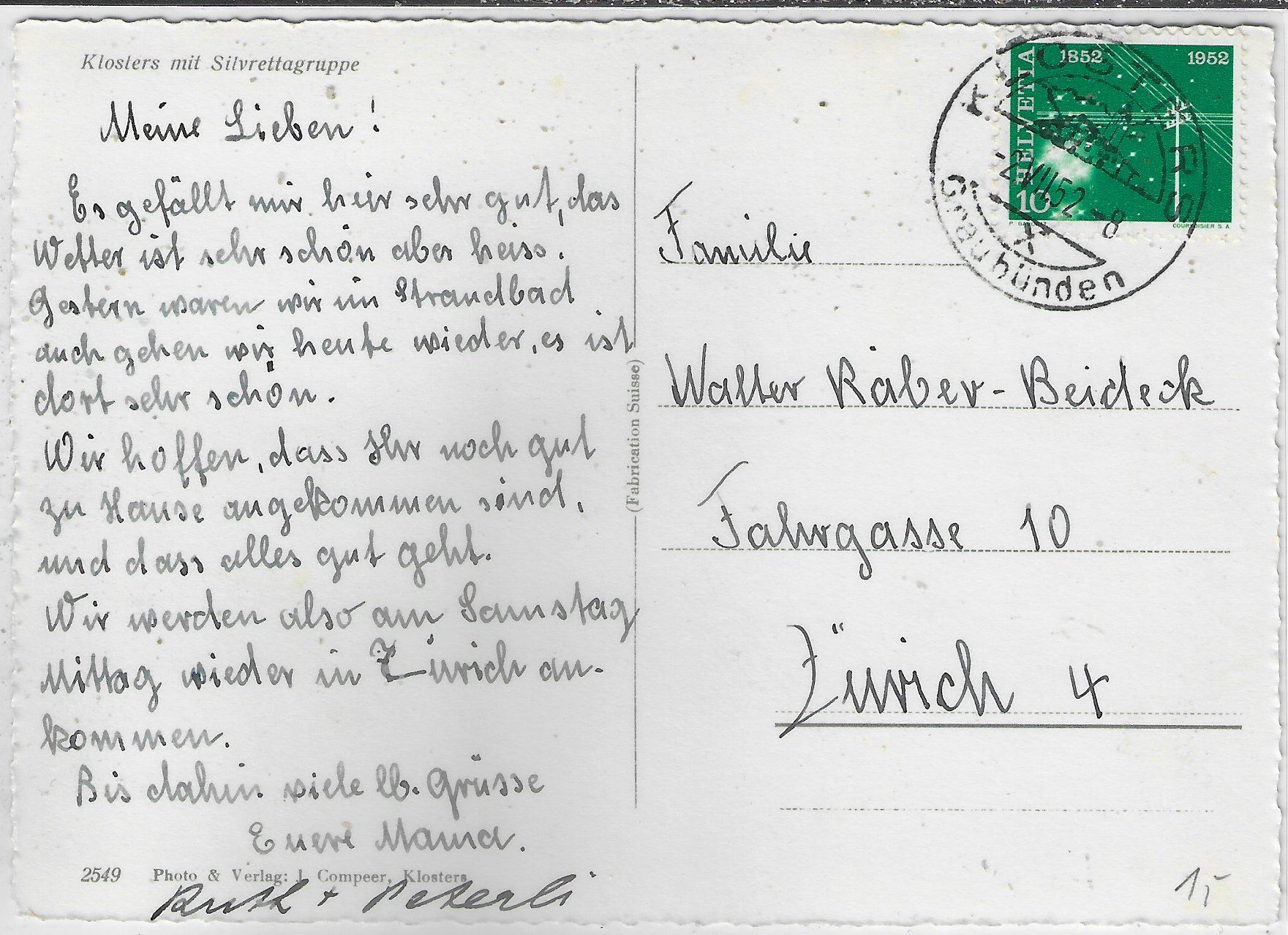 Cartoline postali: Klosters - Generalansicht – Usato da Ettingen venduto da Kartenplanet 1