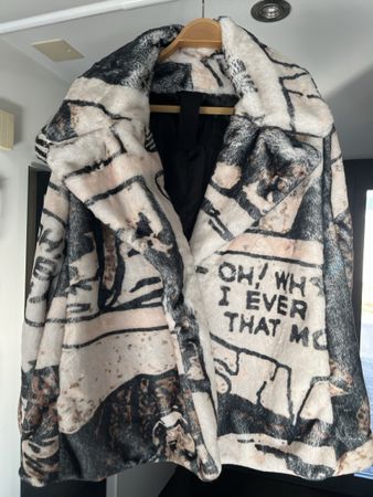 Comic Print Winterjacke Gr. L,black label, Top Zustand!
