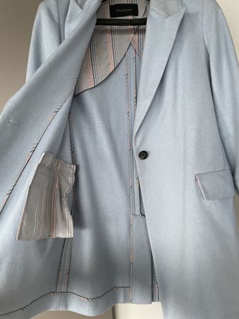 Thakoon Wollmantel hellblau mit Seiden-Details