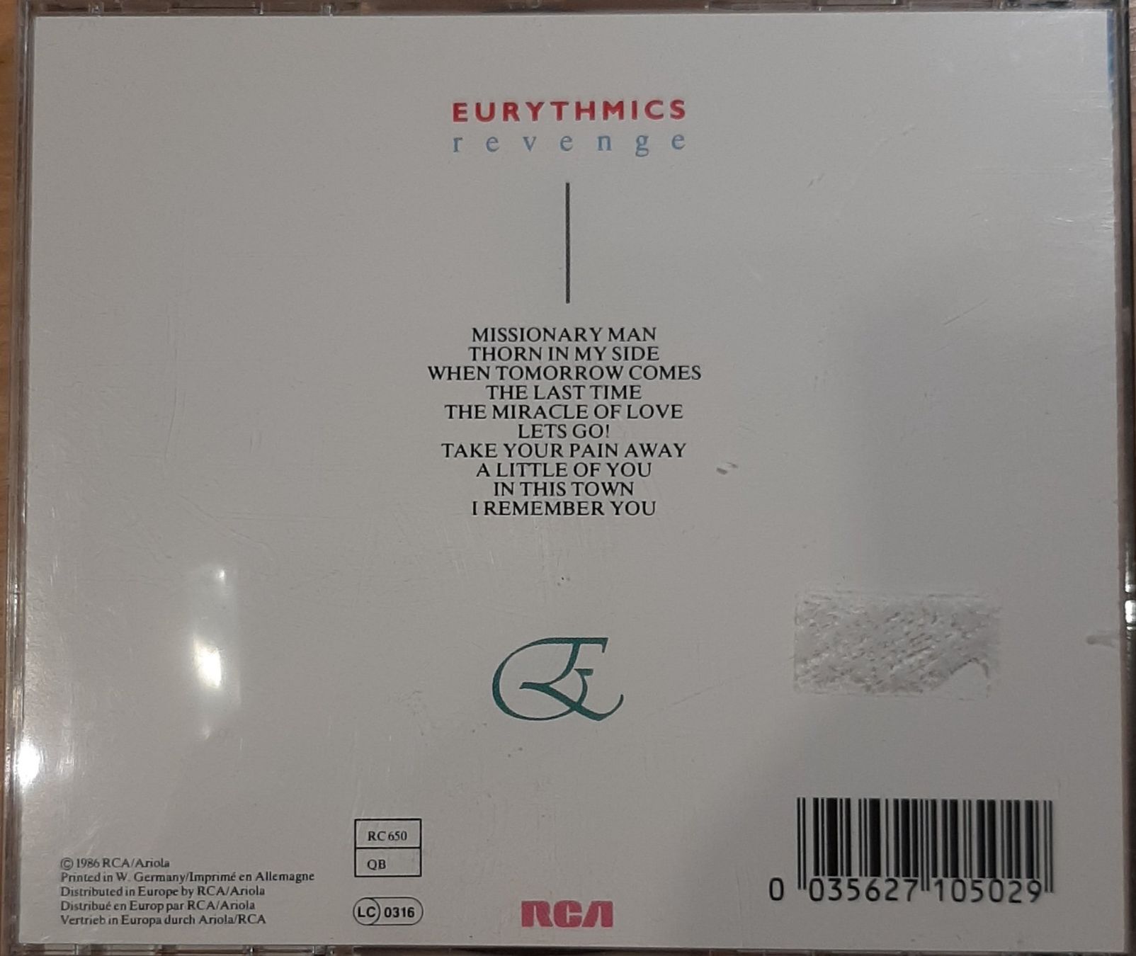 CDs: Eurythmics - Revenge, UK Pop CD Abum 1986 – Gebraucht aus Schönenberg TG von Gregolino76 1