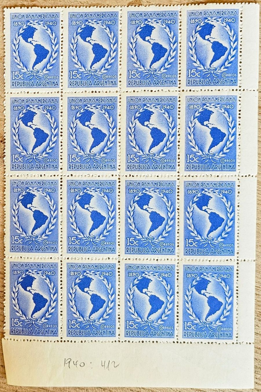 Alle Briefmarken: Argentina - 16 Marken Bogen ** 1940 – Neu (gemäss Beschreibung) aus Les Valettes von Nuba1