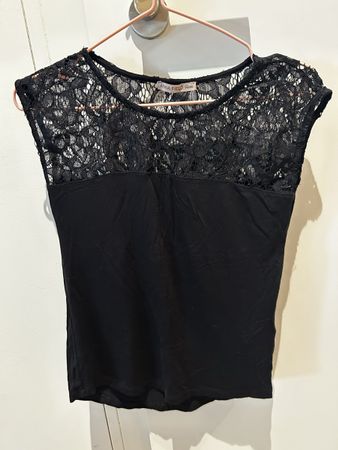 Anna Field Bluse, Oberteil mit Spitze 🖤Gr. XS Schwarz