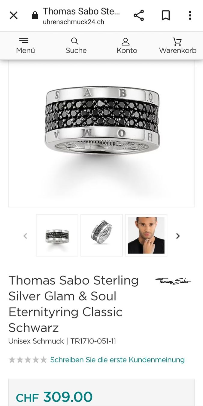 Thomas Sabo Anelli: thomas sabo eternity ring classic schwarz 52 – Nuovo (secondo la descrizione) da Rikon im Tösstal venduto da Dr.Nobody 2