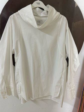 COS Bluse weiss Stehkragen Baumwolle Grösse 36 Zustand gut