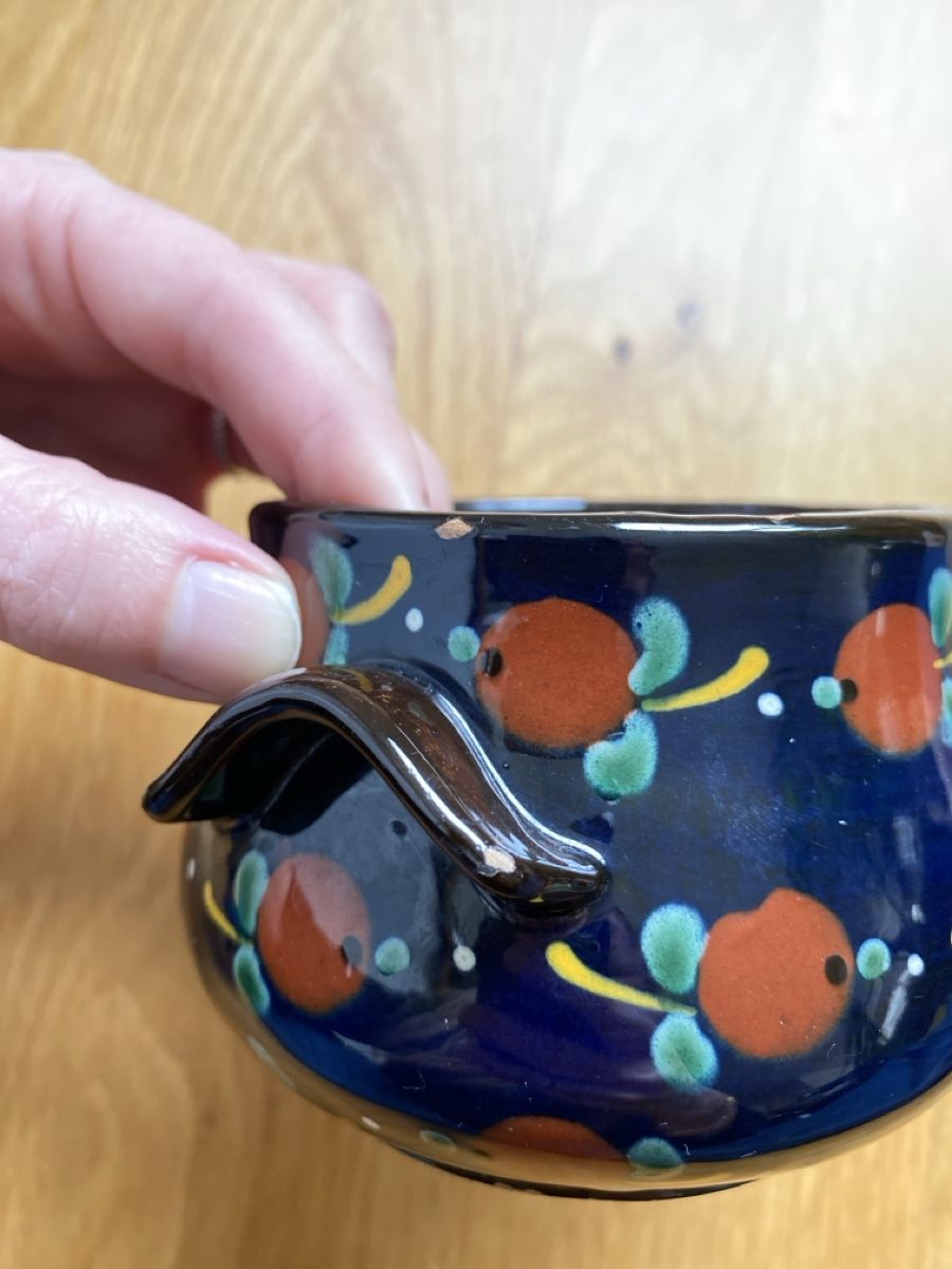 Pentole: Keramiktöpfli blau mit Äpfel Dekor – Usato da Burgdorf venduto da allesolivia 5