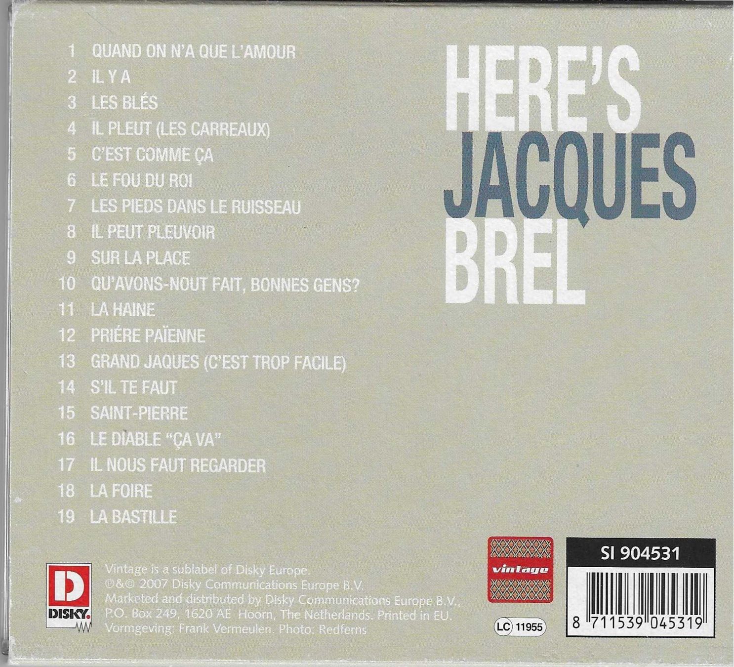 CDs: Jacques Brel - Here's Jacques Brel – Gebraucht aus Savagnier von Ne2065 1