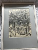 Bleistiftzeichnung, gerahmt, Litho