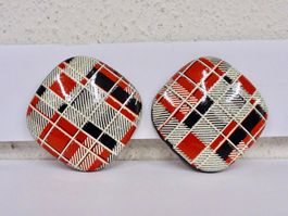 Vintage Ohrclips Clips Ohrschmuck Rot Weiss 80er 90er Jahre