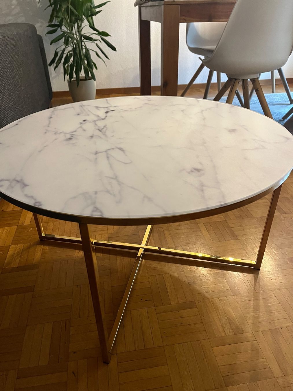 Tavoli: Runder Tisch Marmoroptik Gold 80cm Durchmesser – Usato da Luzern venduto da blackrose_101983