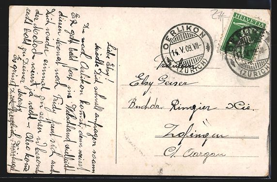 Cartoline postali: Oerlikon, Ortspartie mit Prostestantisch – Usato da Berlin venduto da bartko-reher 1