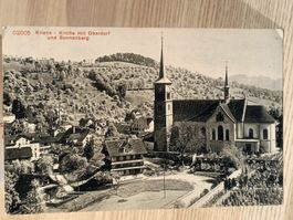 Alte PK / Kriens - Kirche mit Oberdorf Gelaufen 1922