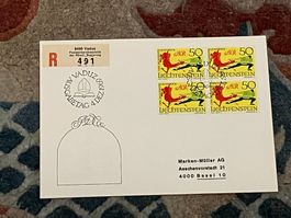 1 Erstagsbrief LI Einschreiben Viererblock 1969