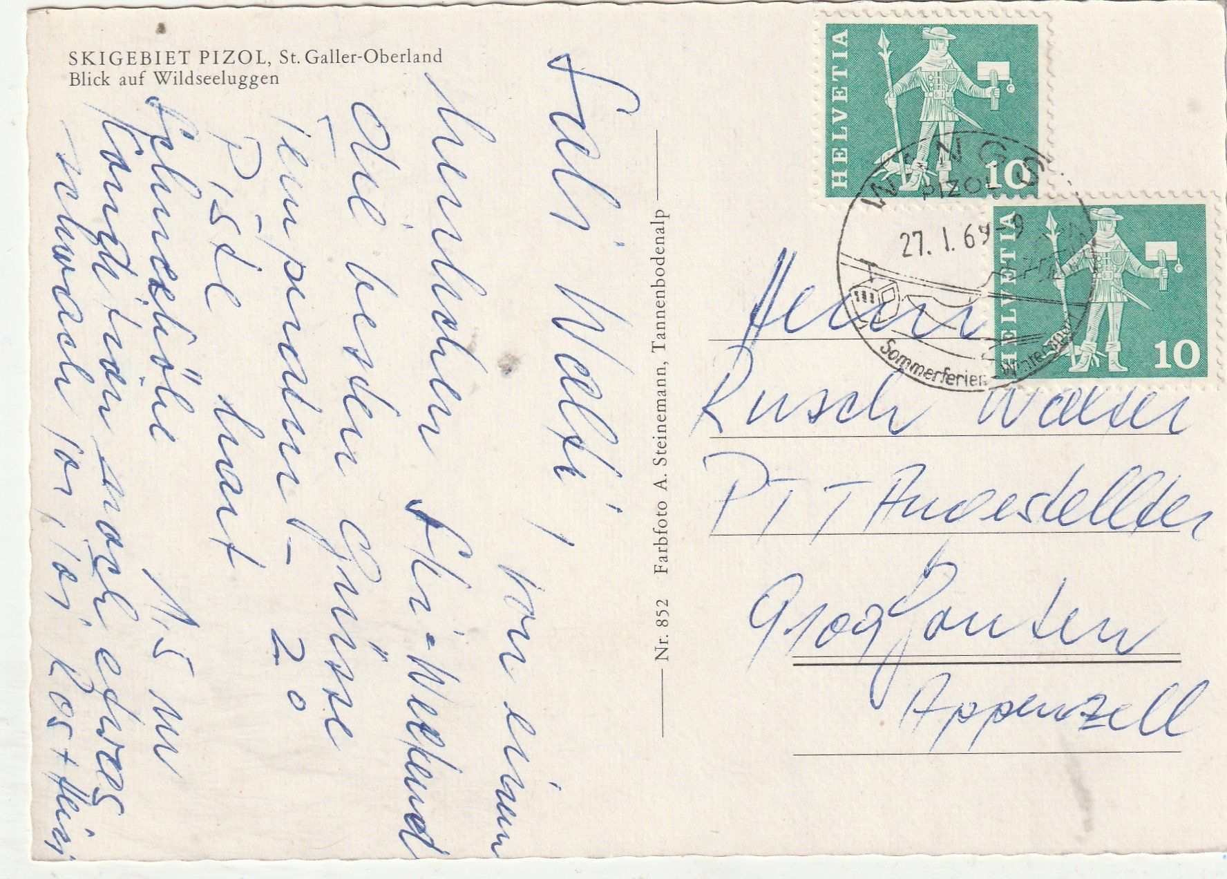 Cartes postales: Skipause am Pizol – D'occasion à Lumbrein par made02 1