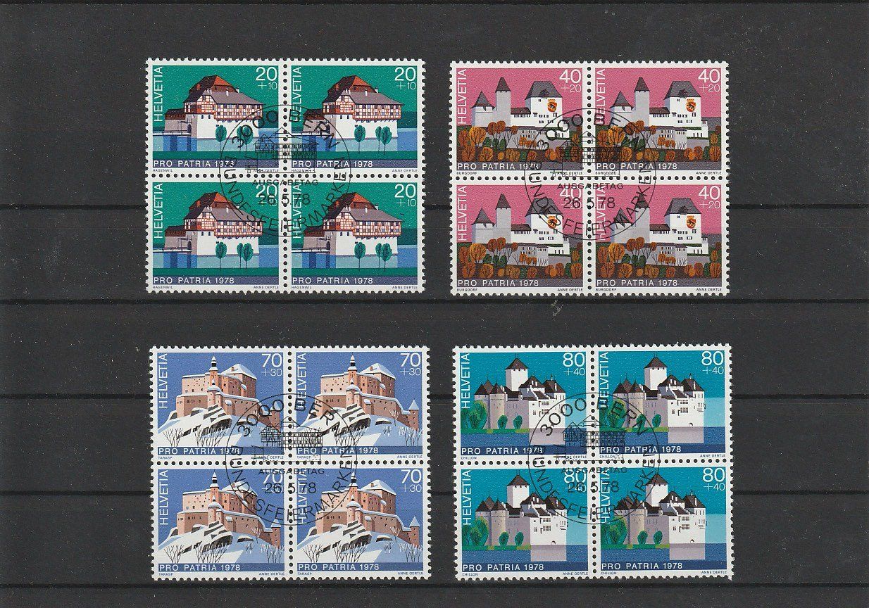 Tutti i francobolli: Pro Patria Satz, Viererblöcke ET, 1978 – Usato da Zürich venduto da 1BJM5