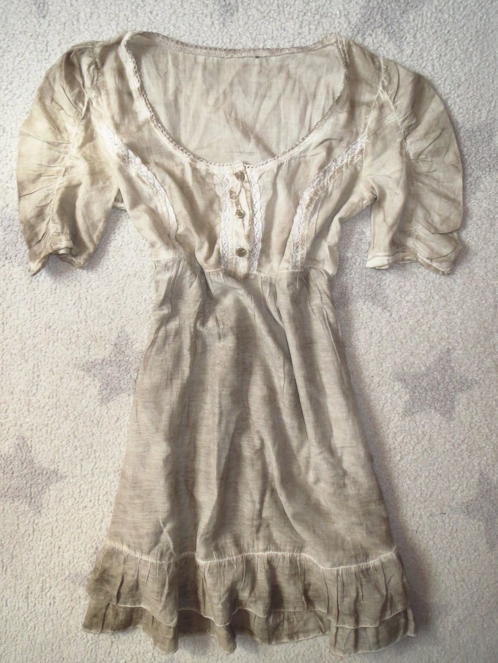 Vestiti: Damen Long Bluse / Mini Kleid mit SEIDE m. Rüscheli & Spitze – Usato da Kiental venduto da Anna8702 1