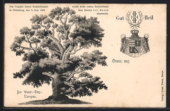 Cartoline postali: Oldenburg / O., Stammbaum des Weser-Ems- – Usato da Berlin venduto da bartko-reher