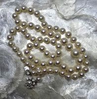 Akoya Perlenkette mit 750er Gold massiv 8 Diamanten