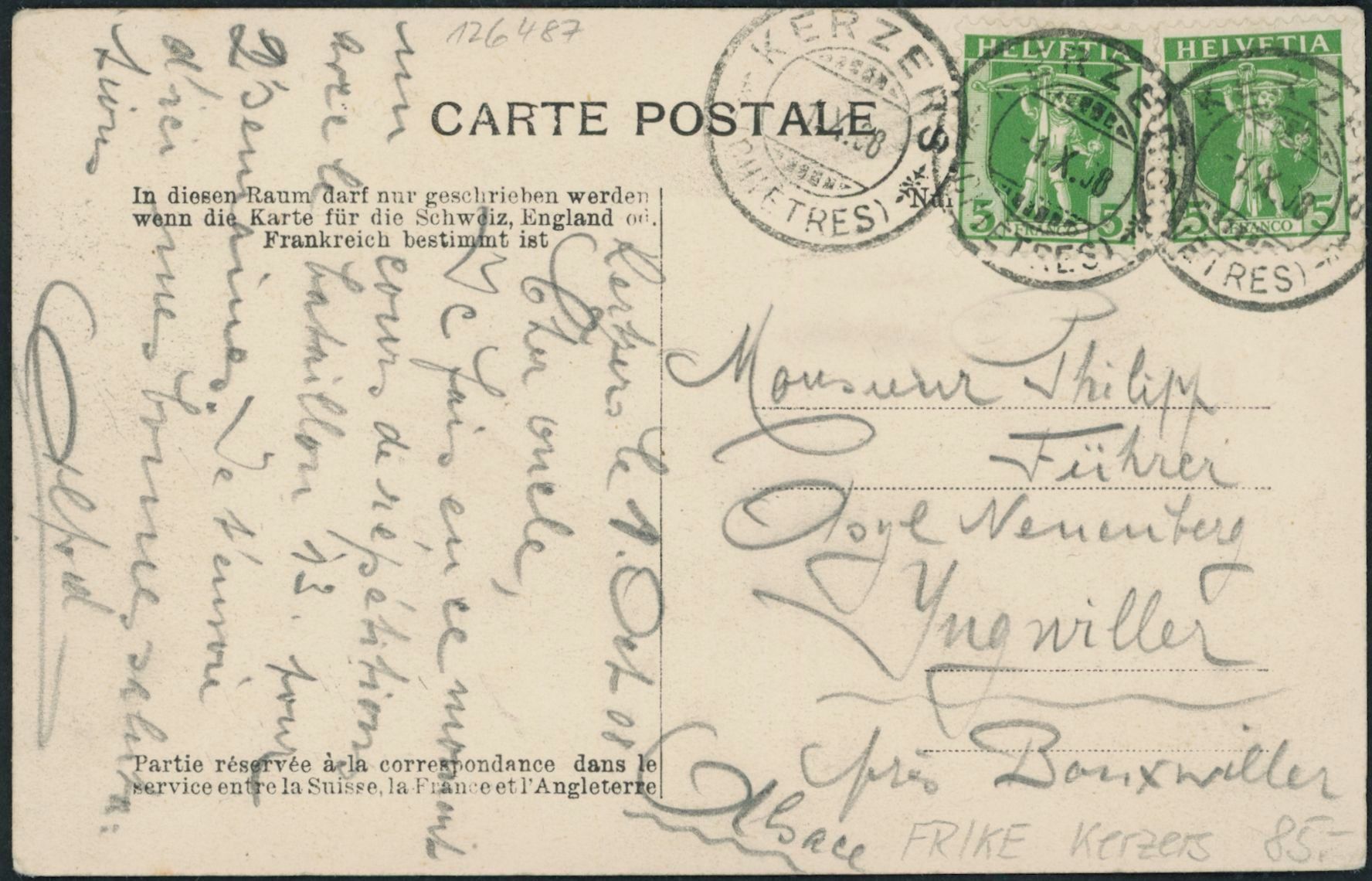 Cartoline postali: FR Kerzers – Usato da Schindellegi venduto da leecollect 1