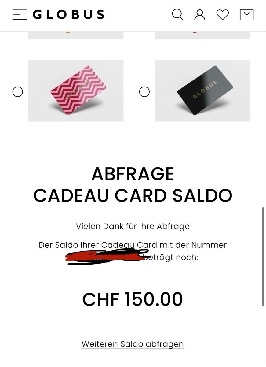 Buoni: Globus Geschenkkarte CHF 150,- – Nuovo (secondo la descrizione) da Zürich venduto da L_12 1