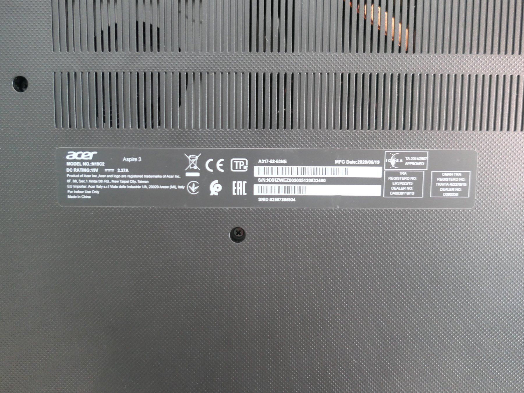 Acer Notebook: ACER NOTEBOOK ASPIRE 3 A317-52-53NE – Usato da Münchenstein venduto da VSPBL-Verkauf 6