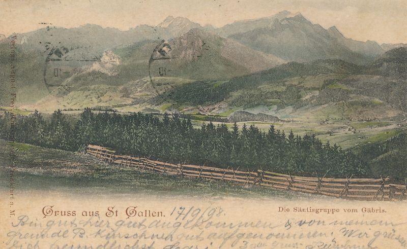 Ansichtskarten: St. Gallen - Gruss aus... col. + 1898 – Gebraucht aus Emmenbrücke von teestube