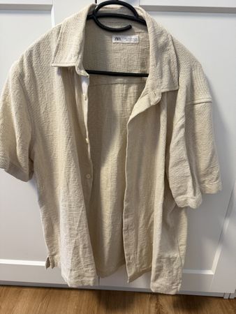 Herren Hemd Zara Kurzarm Beige Grösse L wie neu
