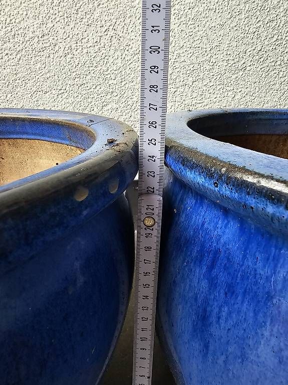 Vasi per fiori: 3x Blaue grosse Töpfe aus Keramik – Usato da Mettau venduto da BasarVerkauf 2