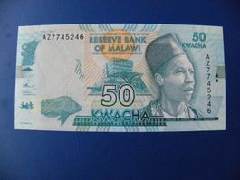 50 Kwacha Malawi Banknote 2014/2020, P-64, Unc Zustand