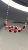 Wunderschöne Halskette mit Rubinen, Rosegold Silber 925