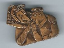 Fasnachtsplakette Basel, "Blaggedde" 1950 (Bronce)