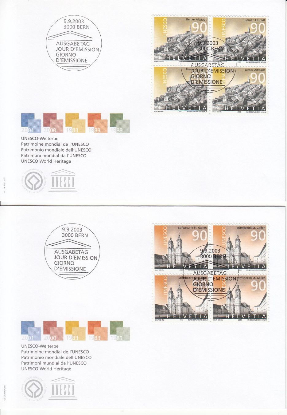 Tutti i francobolli: SBK 1096 - 1100 im 4er-Block FDC – Usato da Bürglen TG venduto da StampGraf 2