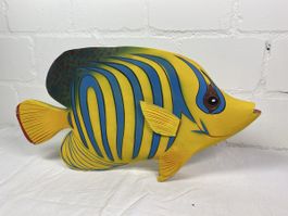 Farbenfroher Deko-Fisch aus Holz, handbemalt - Blickfang