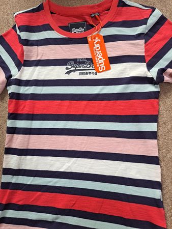 Neu SuperDry T-shirt Damen 36 gestreift