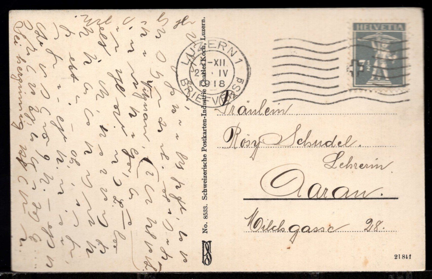 Ansichtskarten: Luzern - mit Pilatus  1918 – Gebraucht aus Aarau von kufi44 1