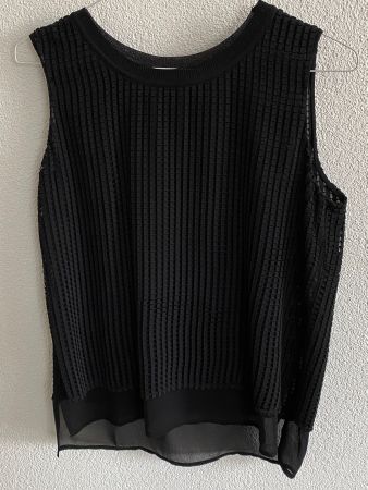 Schickes, schwarzes Sommer Top mit Netzmuster, Grösse L