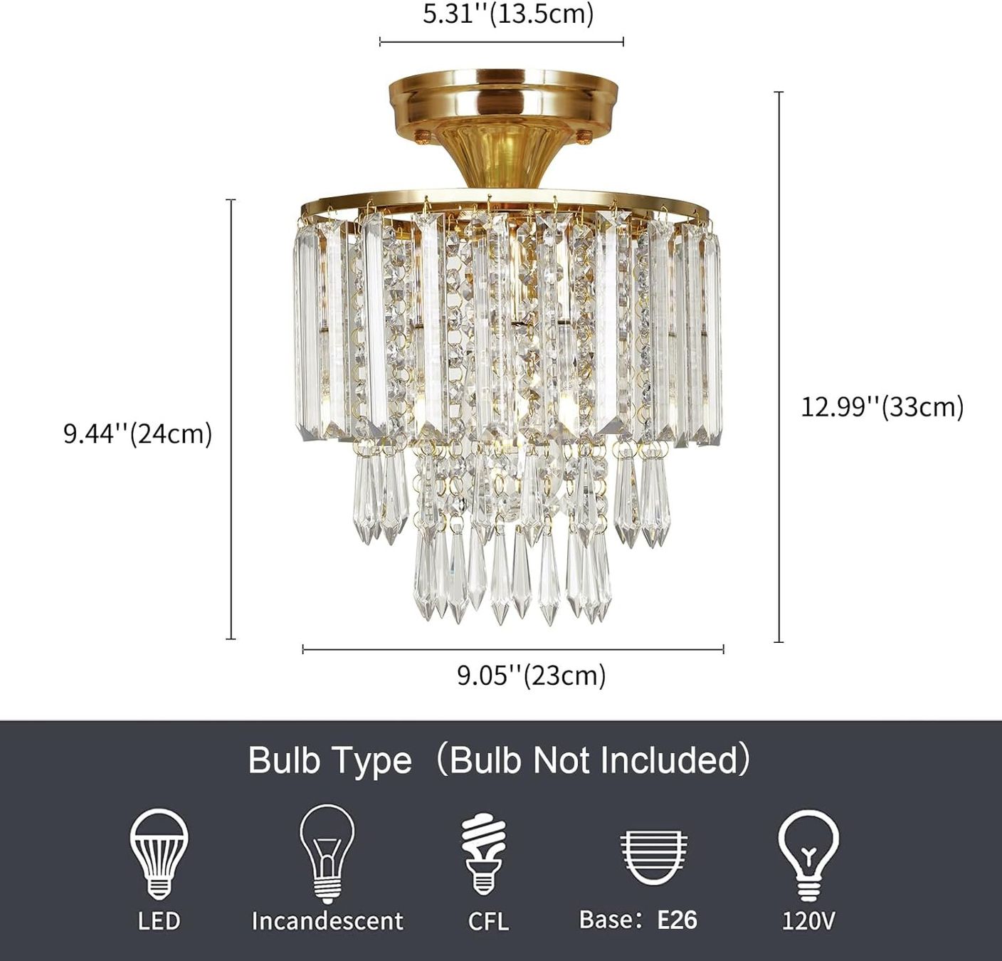 Lampadari & plafoniere: Lampe Deckenlampe Deckenleuchte Kristall Gold Ø23 cm E27 – Nuovo e nell'imballaggio originale da Wittenbach venduto da VELARO 5