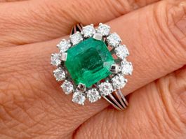 Colombia Smaragd 1.7ct Brillanten Ring 18k  56 GGTL *S2004