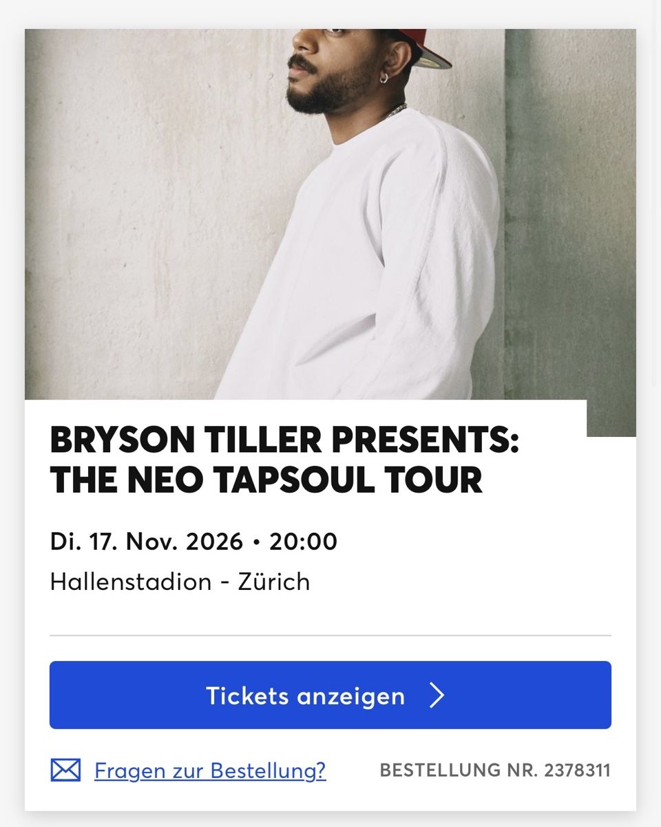 Biglietti: Bryson Tiller Tickets 2026 – Nuovo (secondo la descrizione) da Thun venduto da Hanna_65r