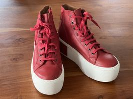 BUENO High-Top Plateau Sneaker Rot Leder Damen Gr. 38