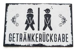 Getränkerückgabe Toilette - Holzschild  (neu/OVP)