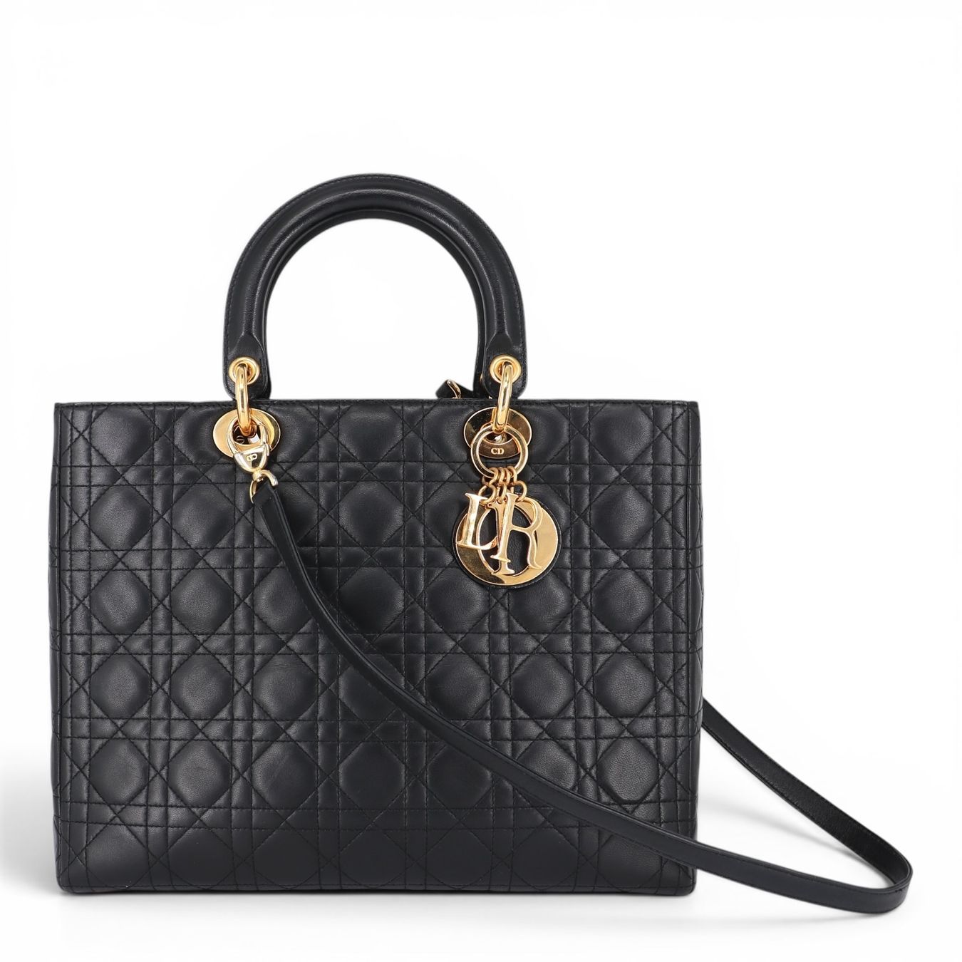 Dior Borse da donna: Dior Lady Dior Large schwarz GHW – Usato da Binningen venduto da Designerlabels